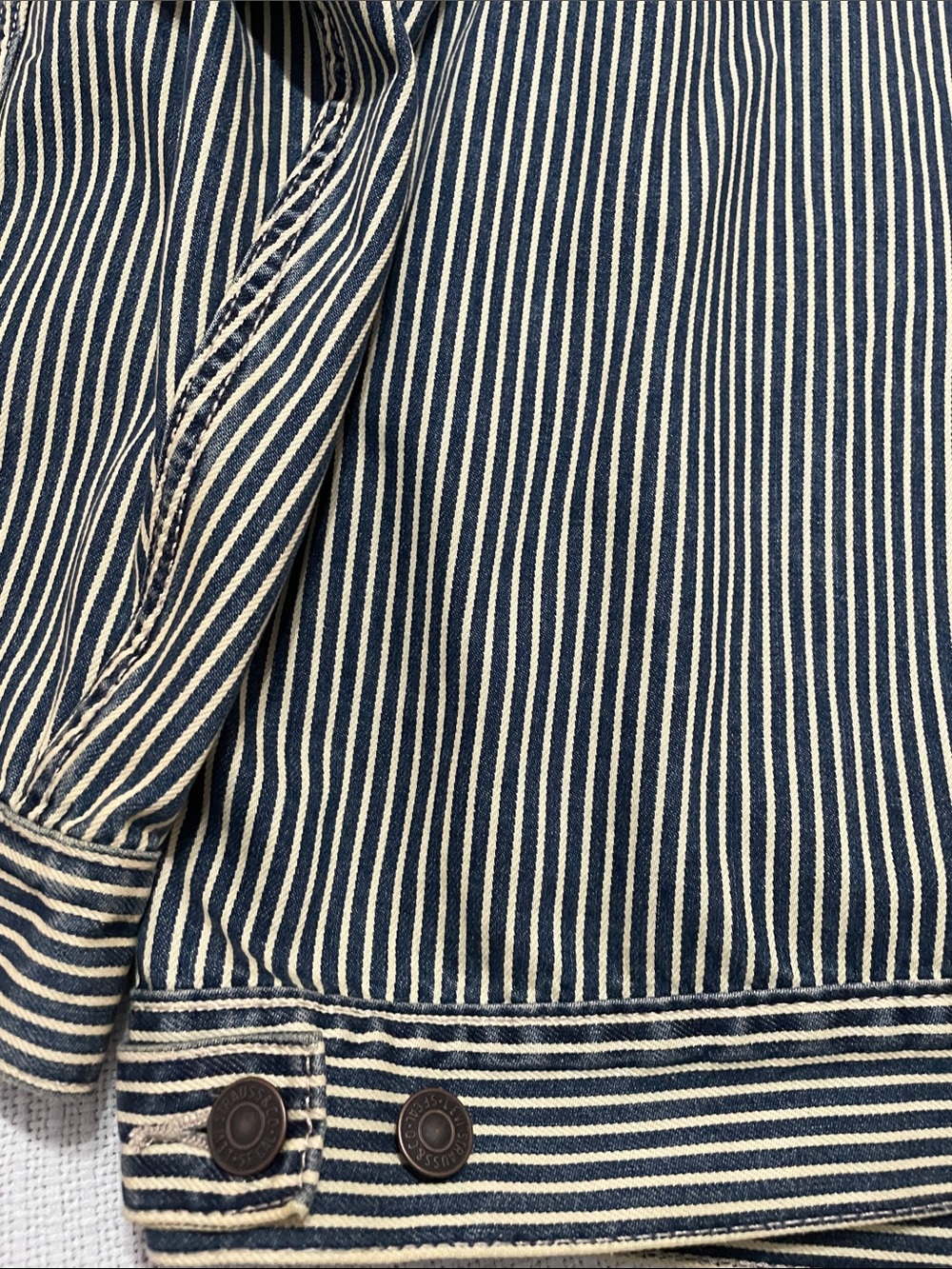 Levi's Blue & White Striped Chore Jacket with Red Patch - Picture 7 of 8